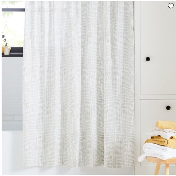 West Elm 100% Cotton Stone Gray Bomu Shower Curtain - Picture 2 of 5